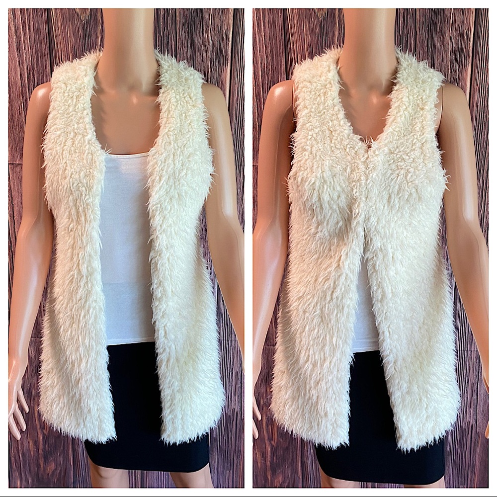 Ya los angeles size small 100% genuine cream fur shaggy look boho vest